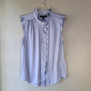 Banana Republic - Light Blue Pleated Ruffle Sleeveless Top, Size Small